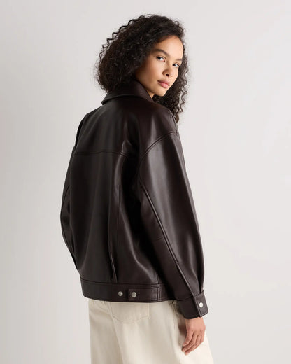 100% Leather Oversized Bomber Jacket - US 0276
