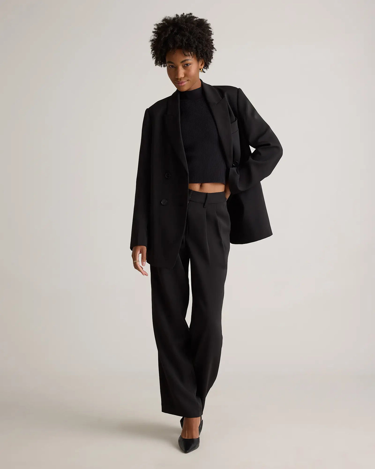 Stretch Crepe Relaxed Double-Breasted Blazer - US 5077