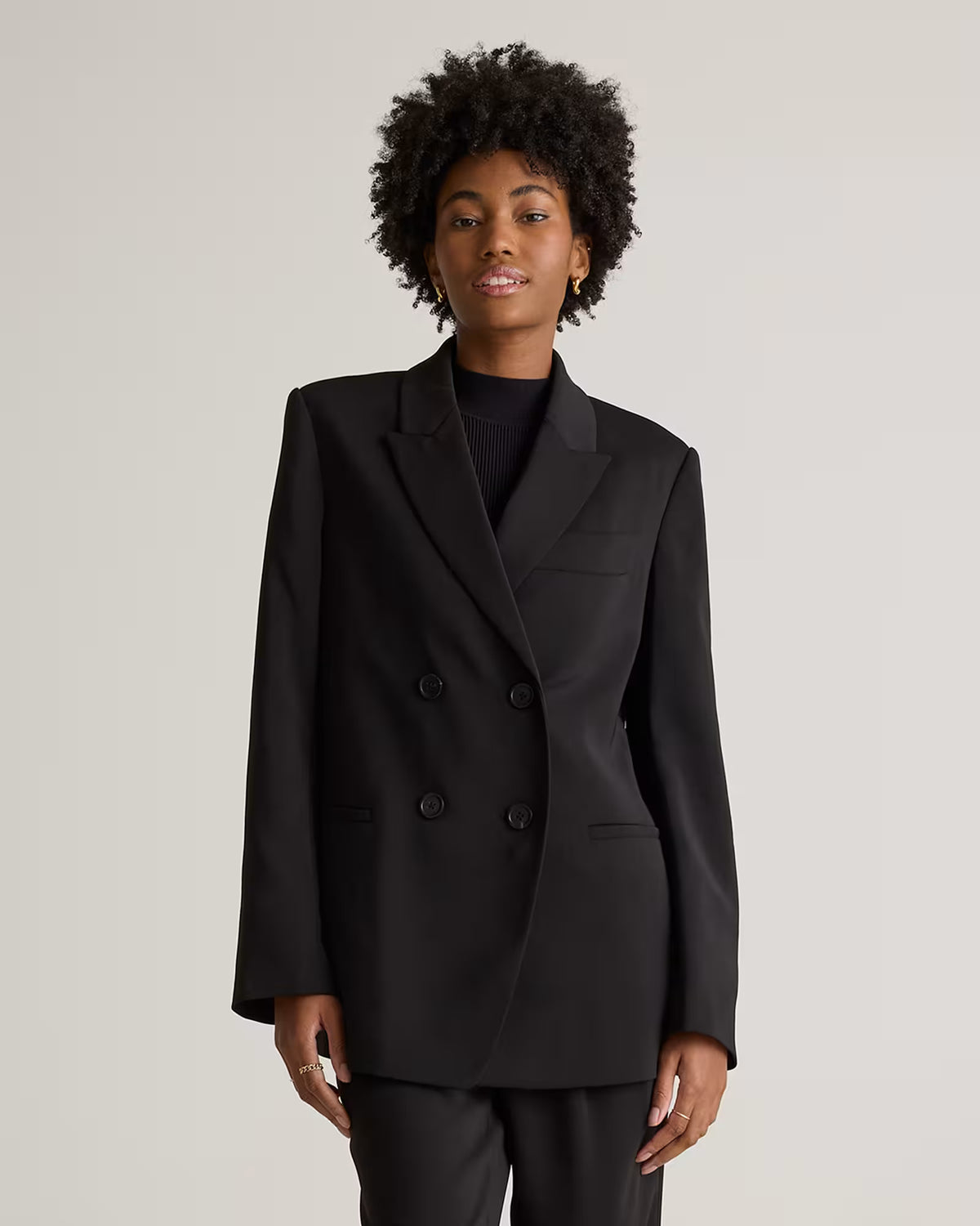 Stretch Crepe Relaxed Double-Breasted Blazer - US 5077