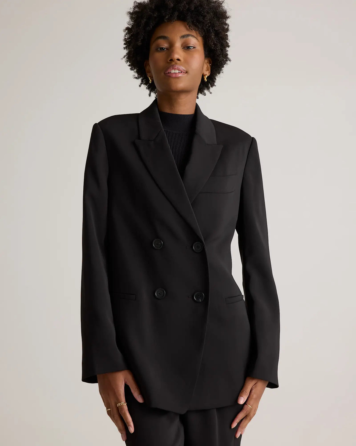 Stretch Crepe Relaxed Double-Breasted Blazer - US 5077