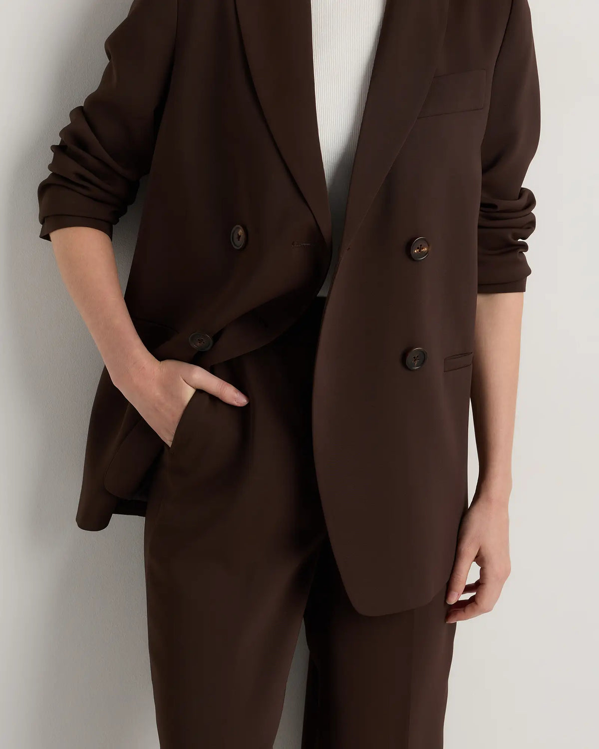 Stretch Crepe Relaxed Double-Breasted Blazer - US 5422