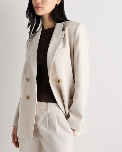 Stretch Crepe Relaxed Double-Breasted Blazer - US 7411