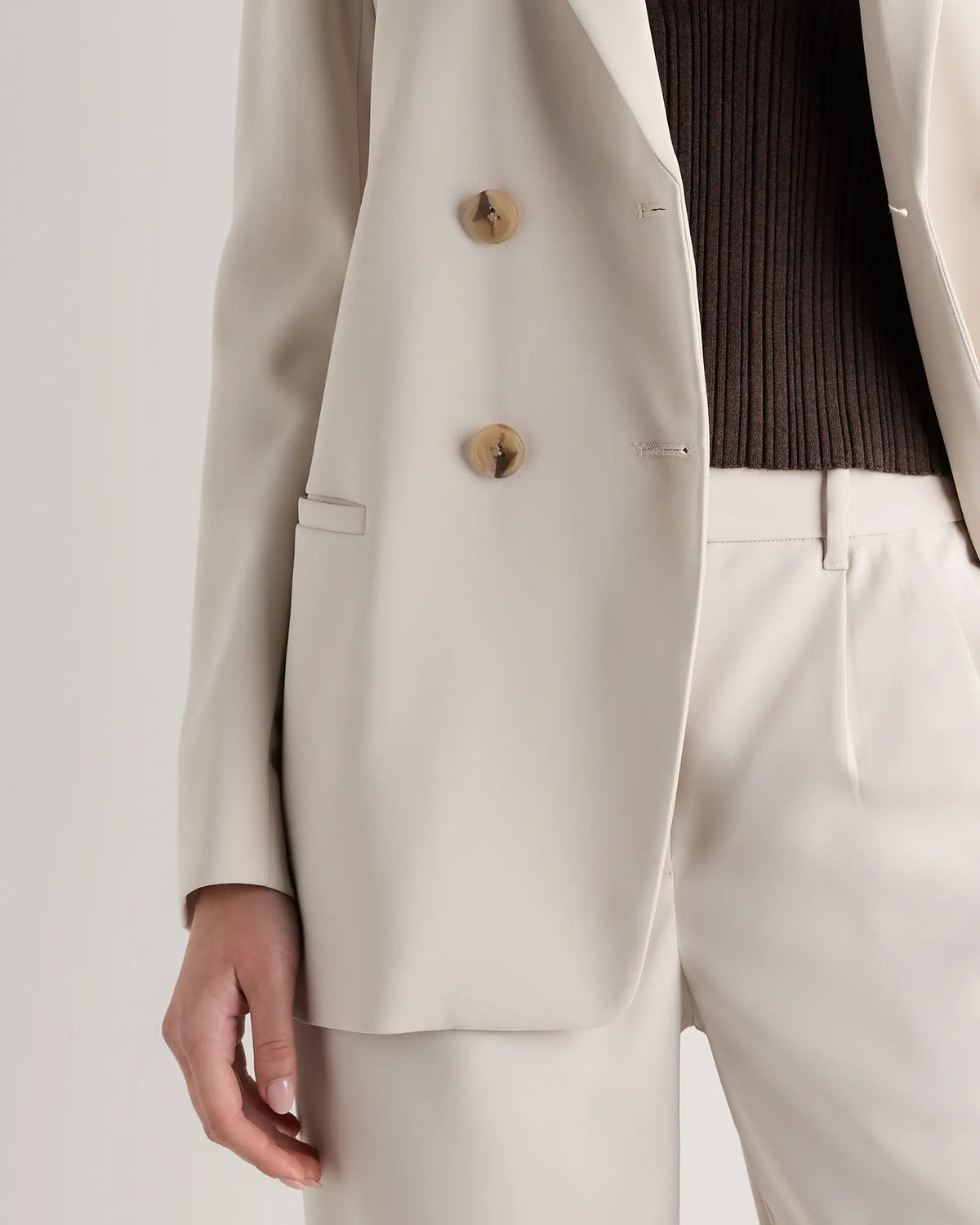 Stretch Crepe Relaxed Double-Breasted Blazer - US 7411
