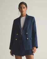 100% European Linen Relaxed Double-Breasted Blazer - US 6108