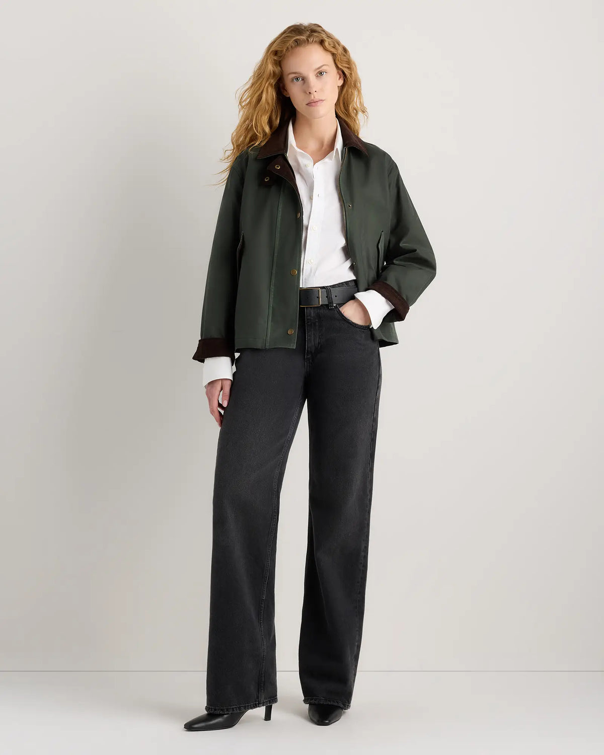 Organic Waxed Cotton Cropped Barn Jacket - US 4451