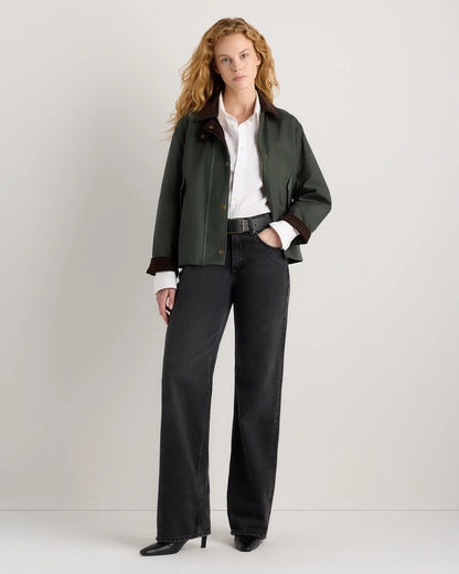 Organic Waxed Cotton Cropped Barn Jacket - US 4451