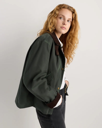Organic Waxed Cotton Cropped Barn Jacket - US 4451