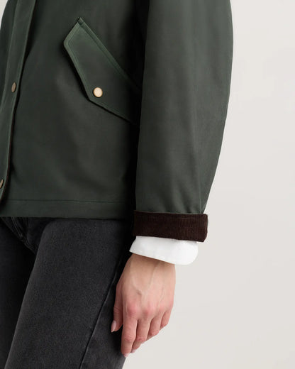 Organic Waxed Cotton Cropped Barn Jacket - US 4451