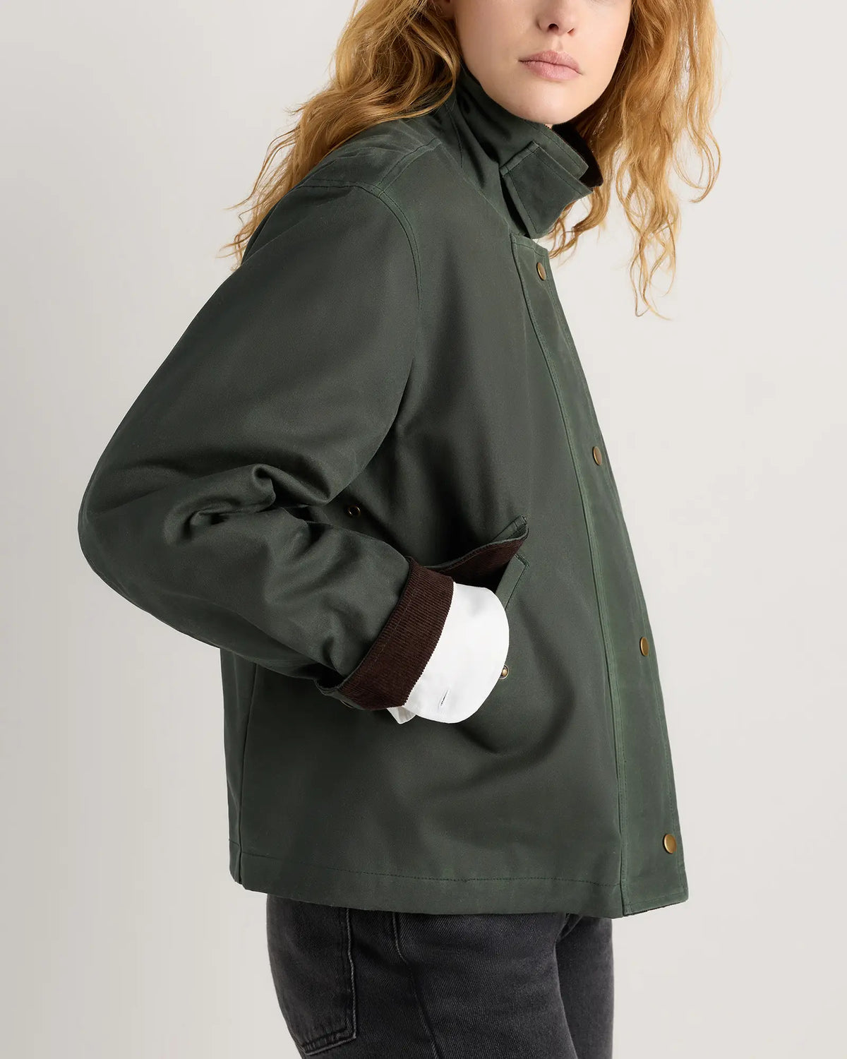 Organic Waxed Cotton Cropped Barn Jacket - US 4451