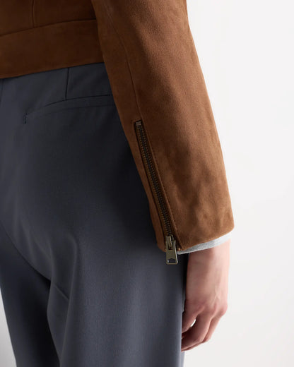 100% Suede Cropped Zip-Front Jacket - US 3608