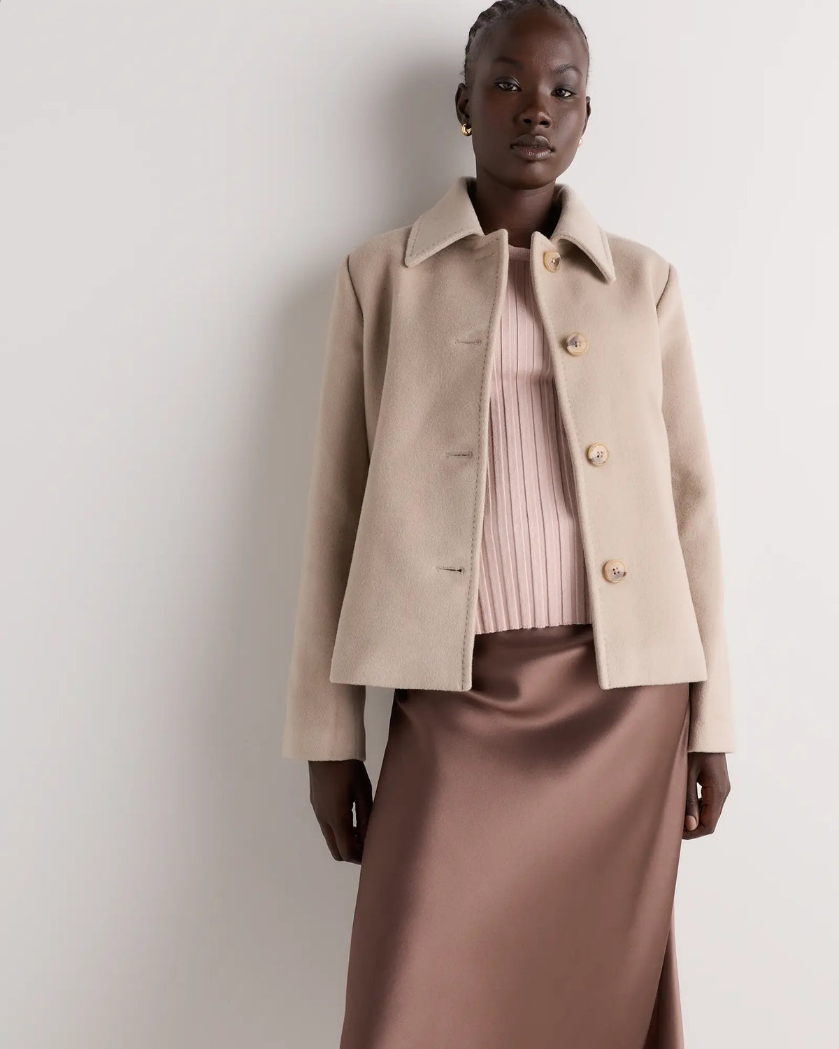 Wool Cashmere Short Coat - US 7212