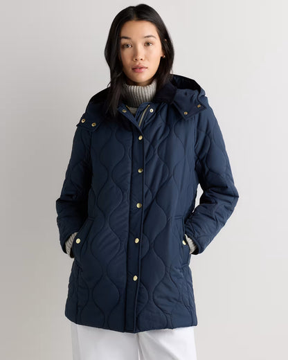 Featherless Quilted Hooded Long Puffer Jacket - US 4894