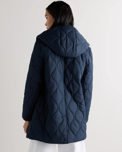 Featherless Quilted Hooded Long Puffer Jacket - US 4894
