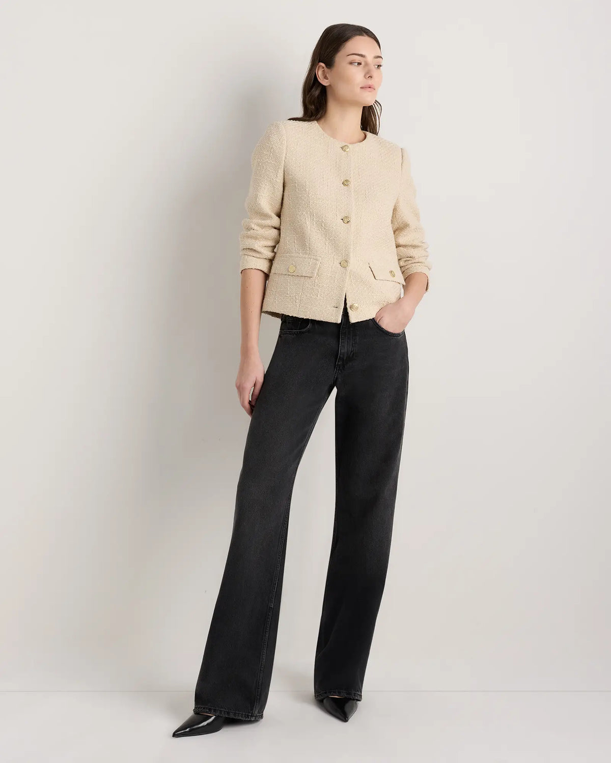 Tweed Collarless Jacket - US 5331
