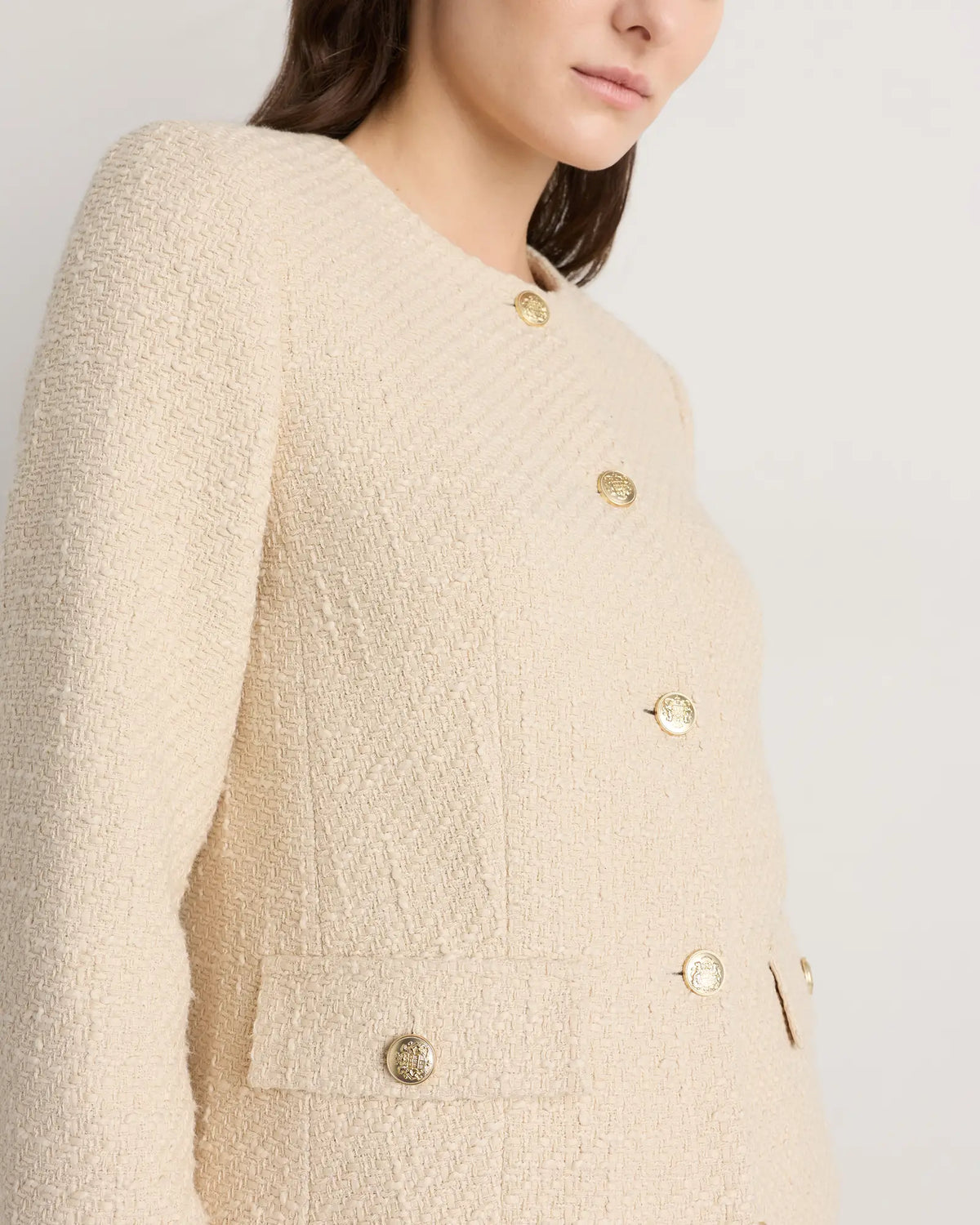 Tweed Collarless Jacket - US 5331
