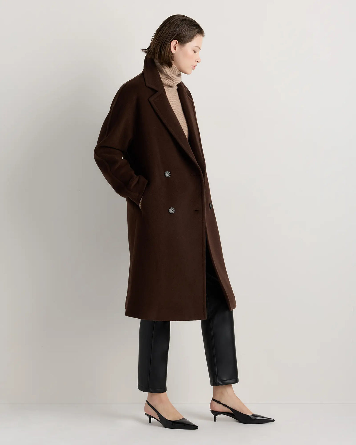 Wool Cashmere Double-Breasted Slouch Coat - US 2863