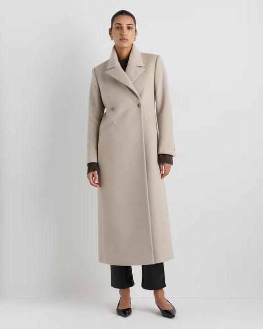 Wool Cashmere Tailored Long Coat - US 7630