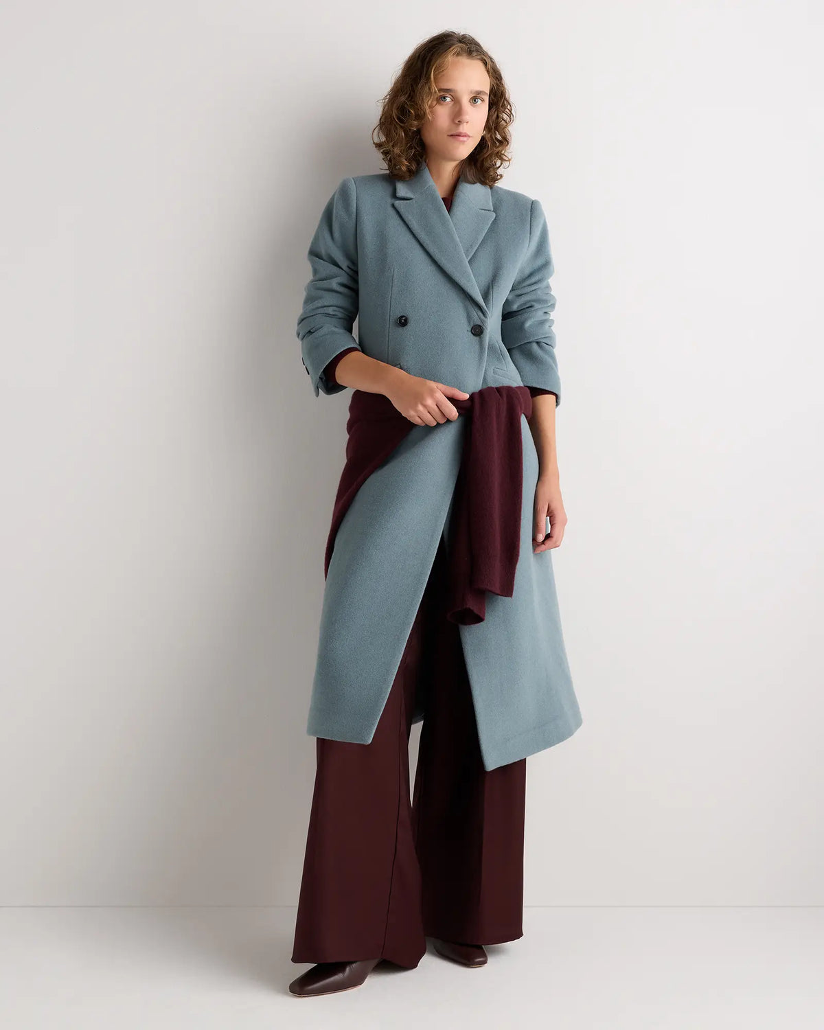 Wool Cashmere Tailored Long Coat - US 9256