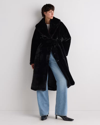 Faux Fur Maxi Wrap Coat - US 0885