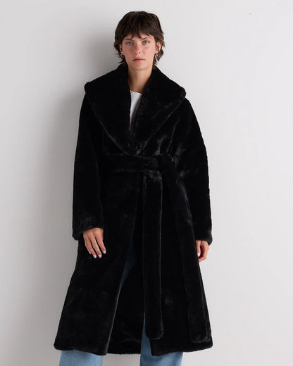 Faux Fur Maxi Wrap Coat - US 0885