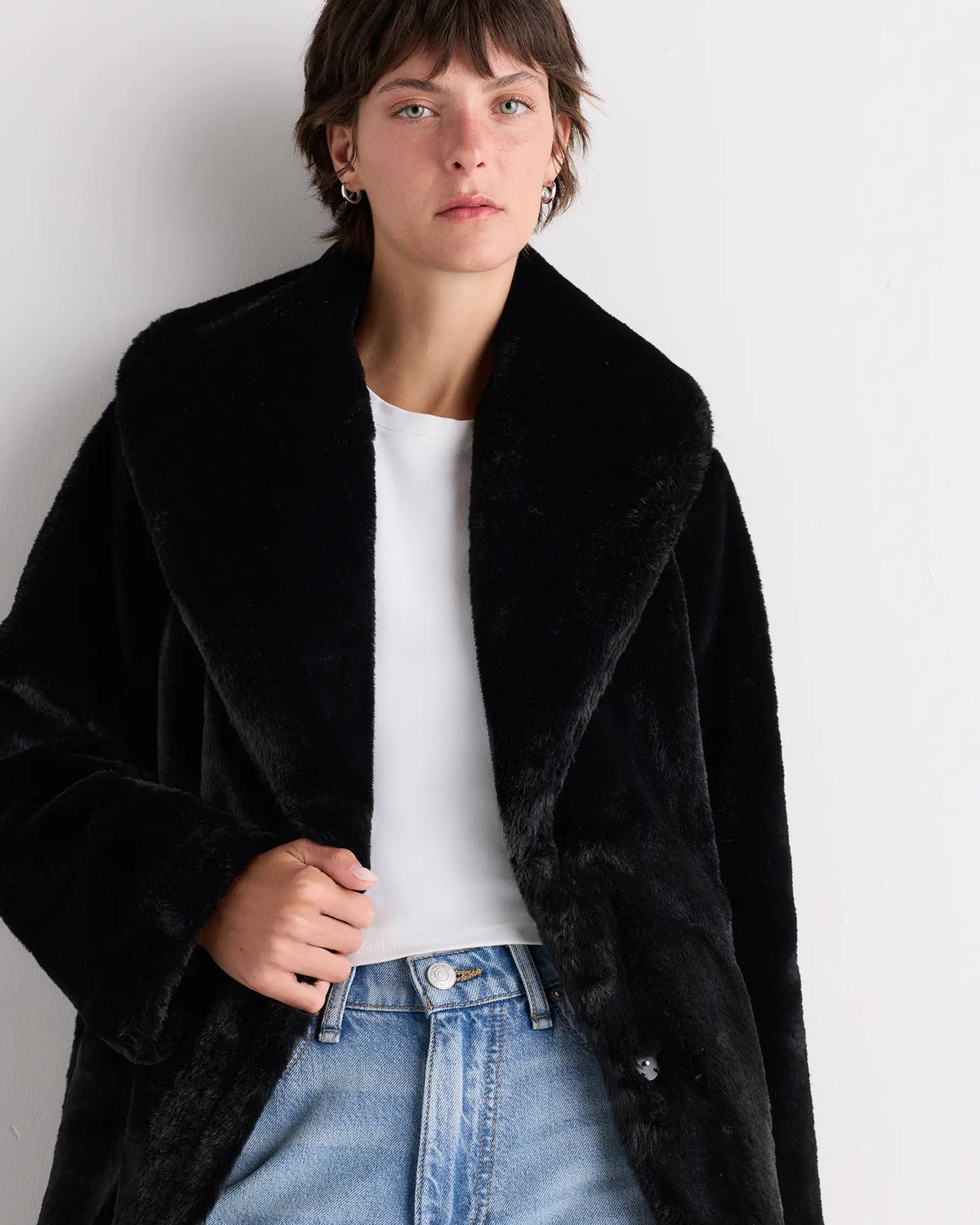 Faux Fur Maxi Wrap Coat - US 0885