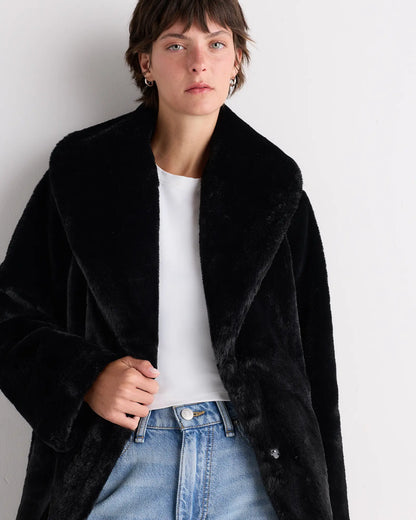 Faux Fur Maxi Wrap Coat - US 0885