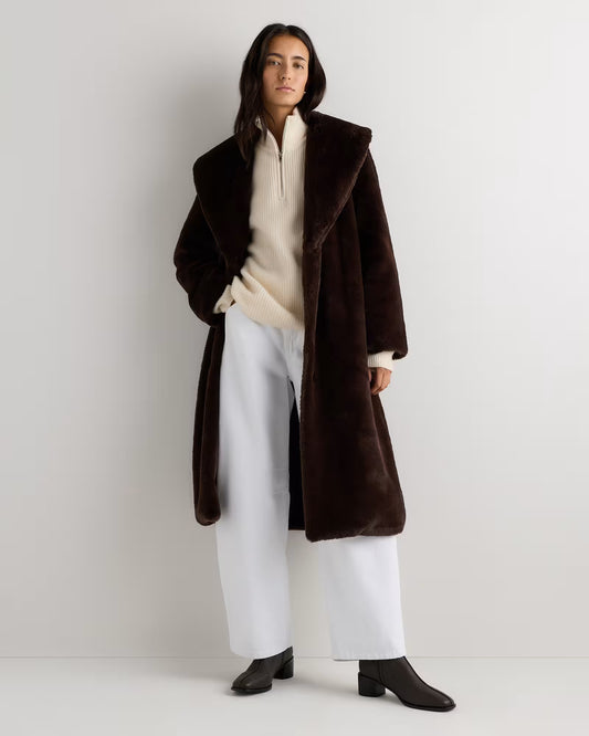 Faux Fur Maxi Wrap Coat - US 7445