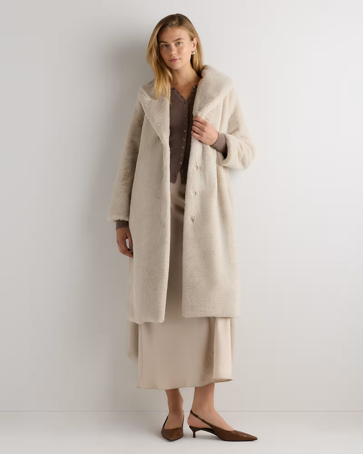 Faux Fur Maxi Wrap Coat - US 0944