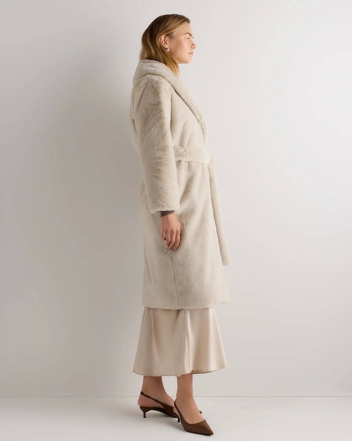 Faux Fur Maxi Wrap Coat - US 0944