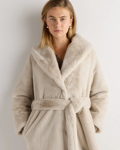 Faux Fur Maxi Wrap Coat - US 0944