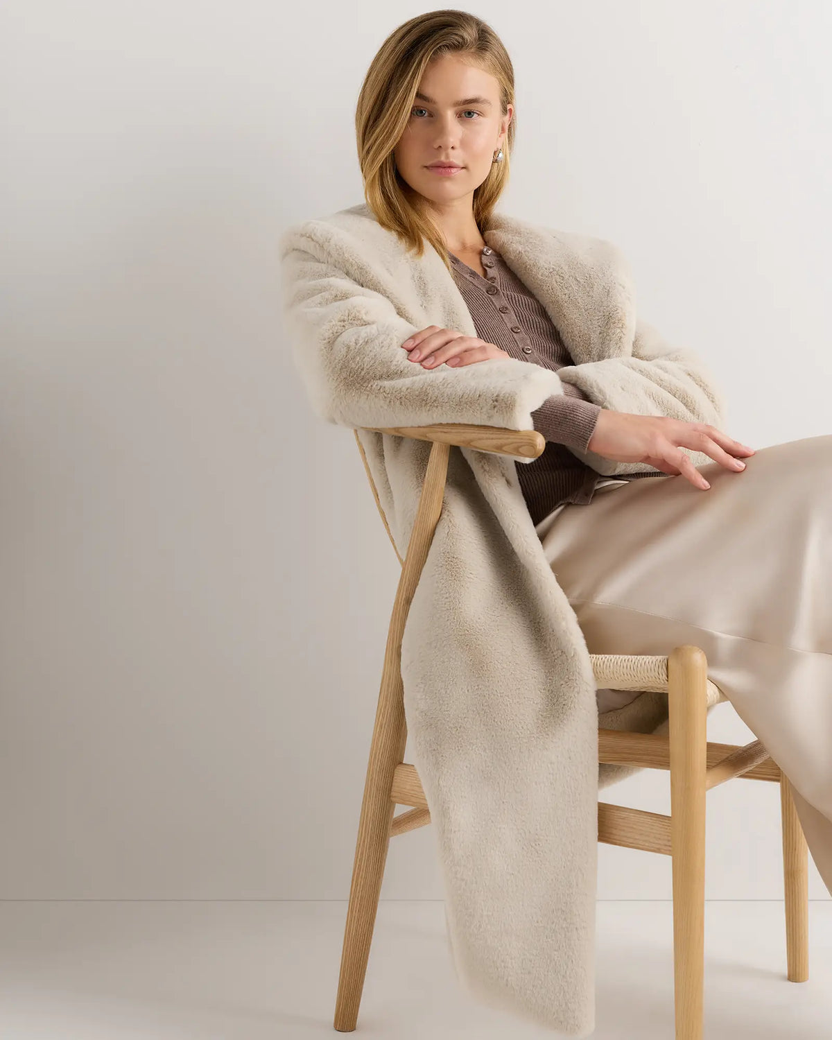 Faux Fur Maxi Wrap Coat - US 0944