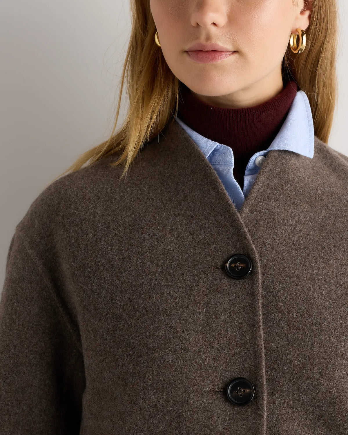 Double-Faced Merino Wool Collarless Cropped Jacket - US 2528