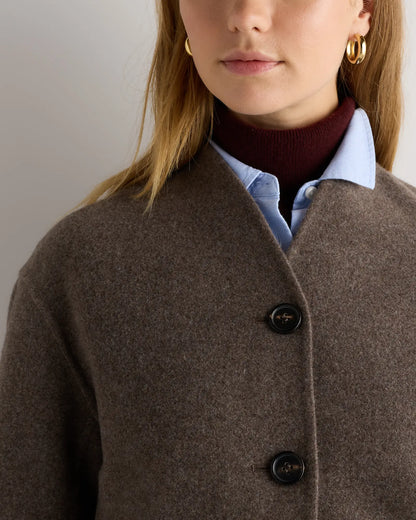 Double-Faced Merino Wool Collarless Cropped Jacket - US 2528
