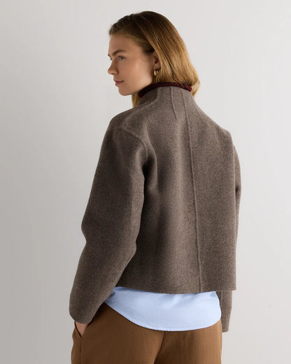 Double-Faced Merino Wool Collarless Cropped Jacket - US 2528