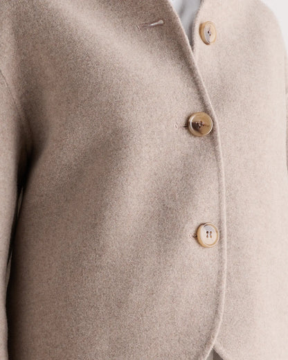 Double-Faced Merino Wool Collarless Cropped Jacket - US 7153