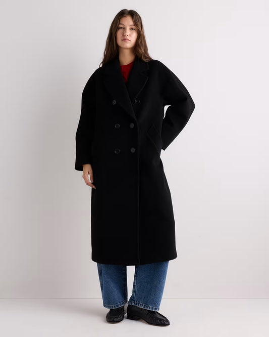 Wool Cashmere Double-Breasted Belted Long Coat - US 7589
