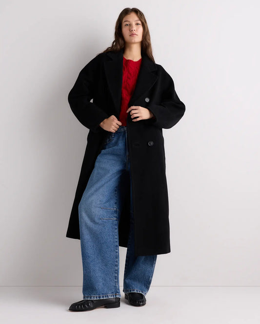Wool Cashmere Double-Breasted Belted Long Coat - US 7589