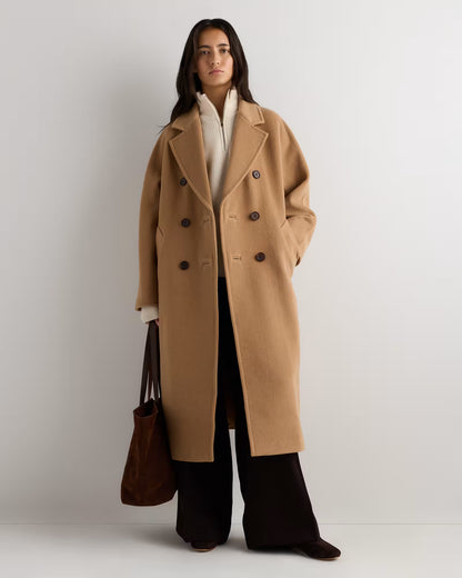 Wool Cashmere Double-Breasted Belted Long Coat - US 1838