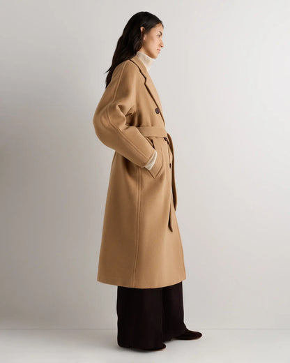 Wool Cashmere Double-Breasted Belted Long Coat - US 1838