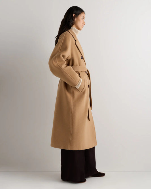 Wool Cashmere Double-Breasted Belted Long Coat - US 1838