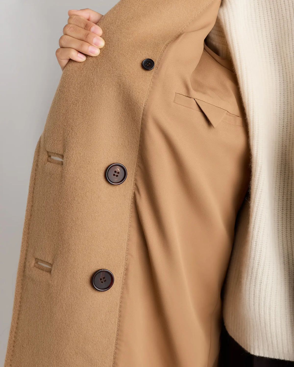 Wool Cashmere Double-Breasted Belted Long Coat - US 1838