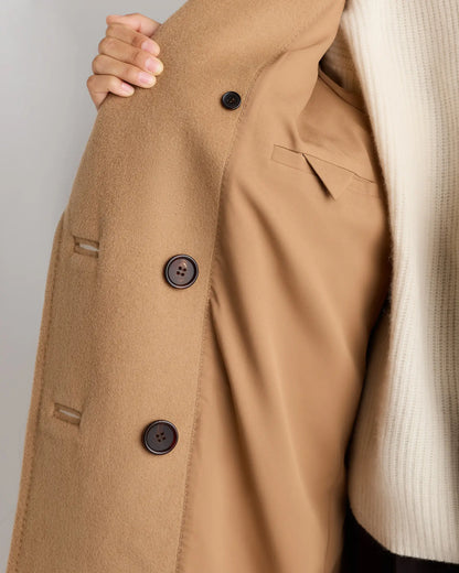Wool Cashmere Double-Breasted Belted Long Coat - US 1838