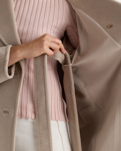 Wool Cashmere Double-Breasted Belted Long Coat - US 2881