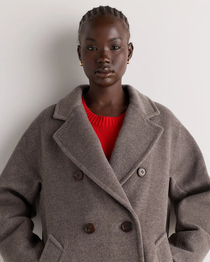 Wool Cashmere Double-Breasted Belted Long Coat - US 4088