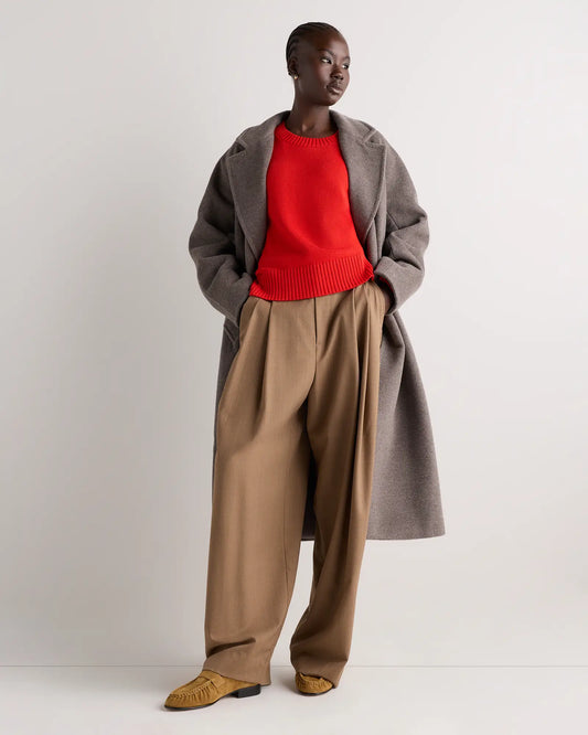 Wool Cashmere Double-Breasted Belted Long Coat - US 4088