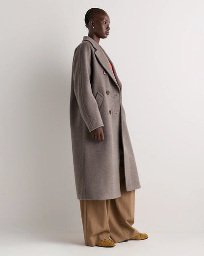 Wool Cashmere Double-Breasted Belted Long Coat - US 4088