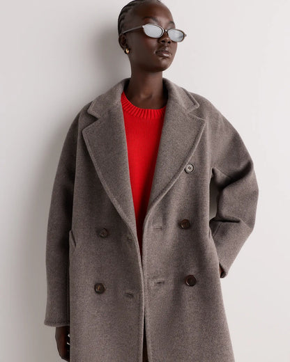 Wool Cashmere Double-Breasted Belted Long Coat - US 4088