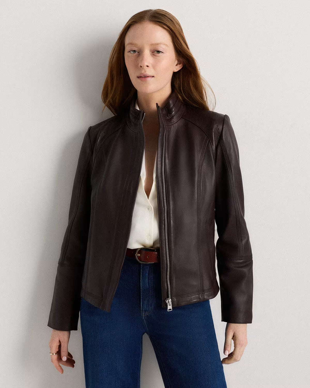 100% Leather Stand-Collar Jacket - US 2862