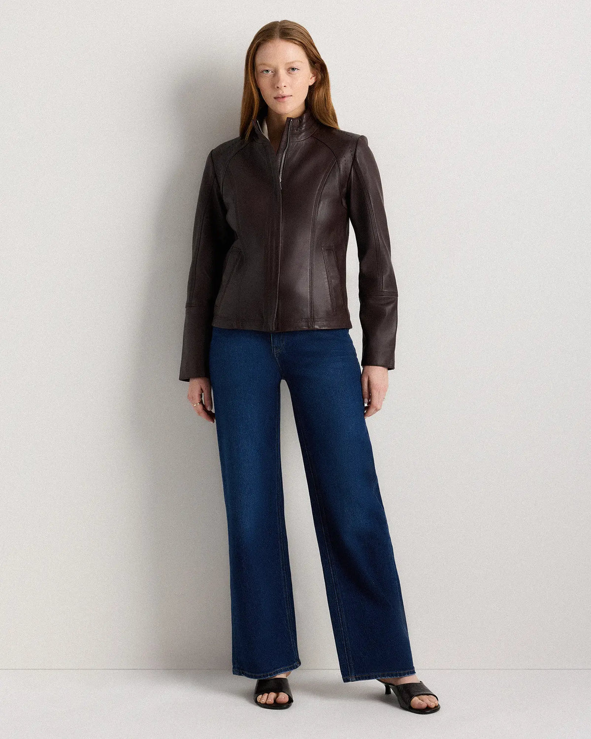 100% Leather Stand-Collar Jacket - US 2862