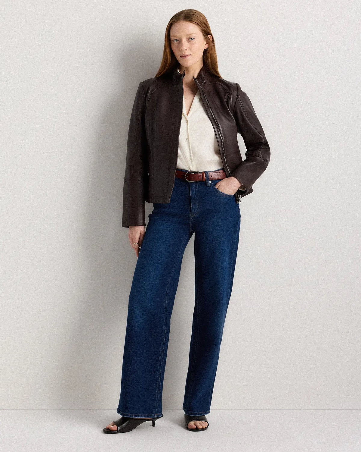 100% Leather Stand-Collar Jacket - US 2862